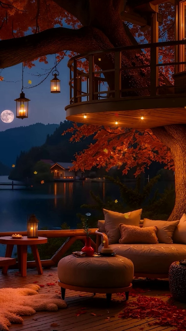 夜晚庭院风景