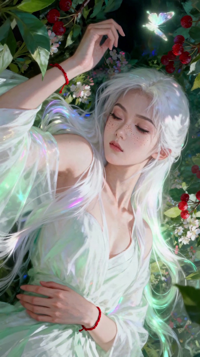 古风治愈系纯欲白发荧光美人儿