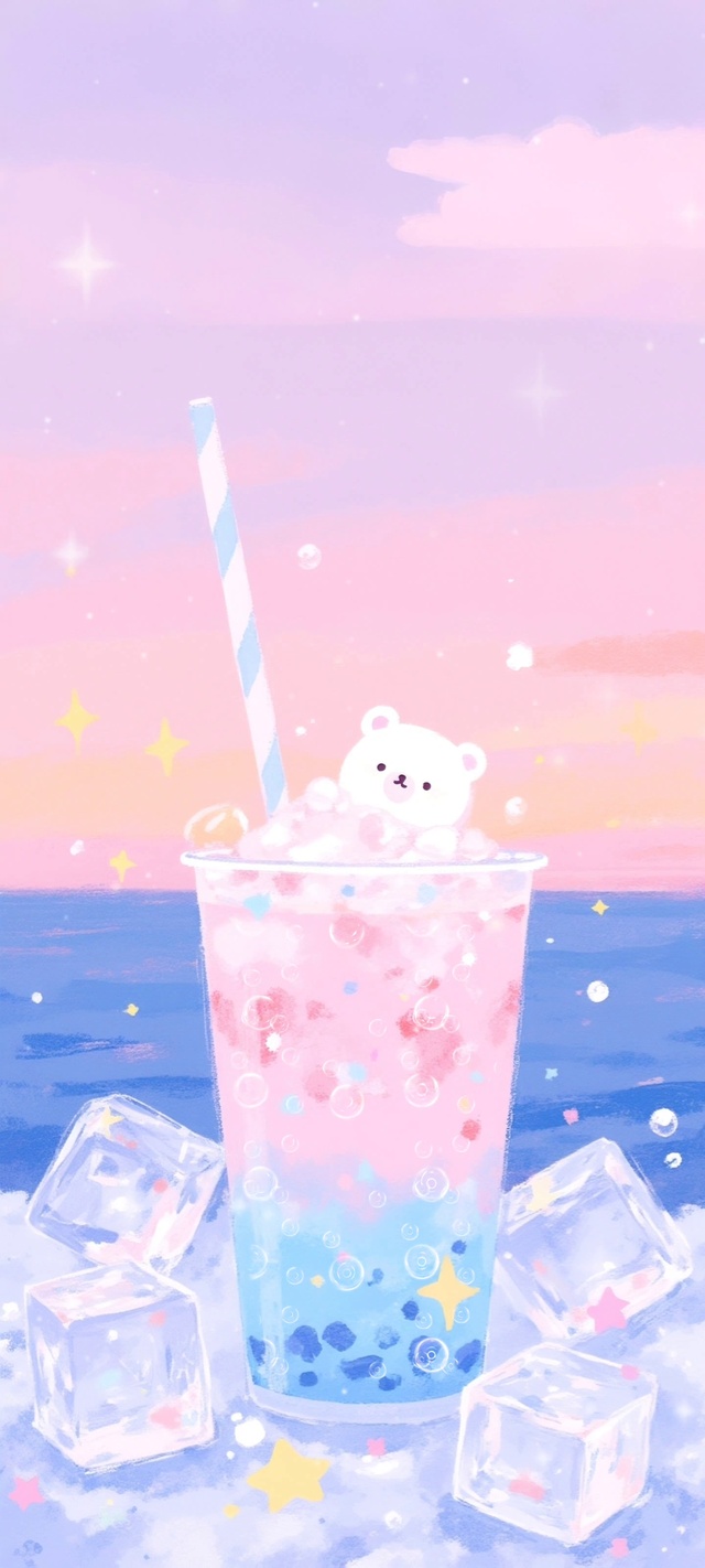 可爱萌熊·粉蓝甜饮梦幻曲