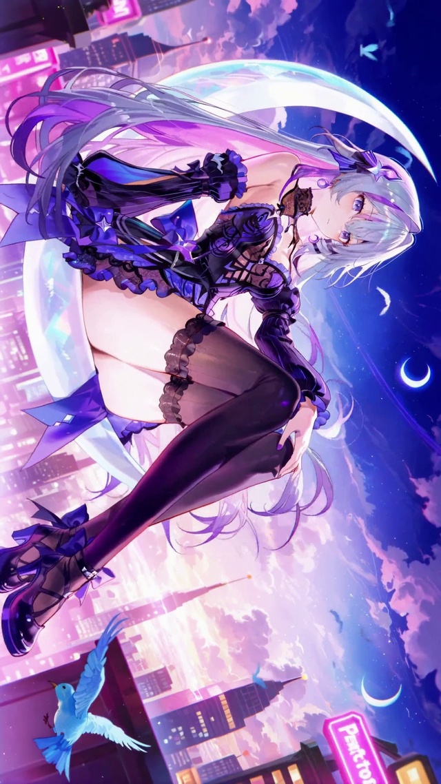 紫发二次元美少女月夜都市