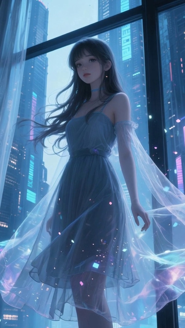 窗边落地窗美女