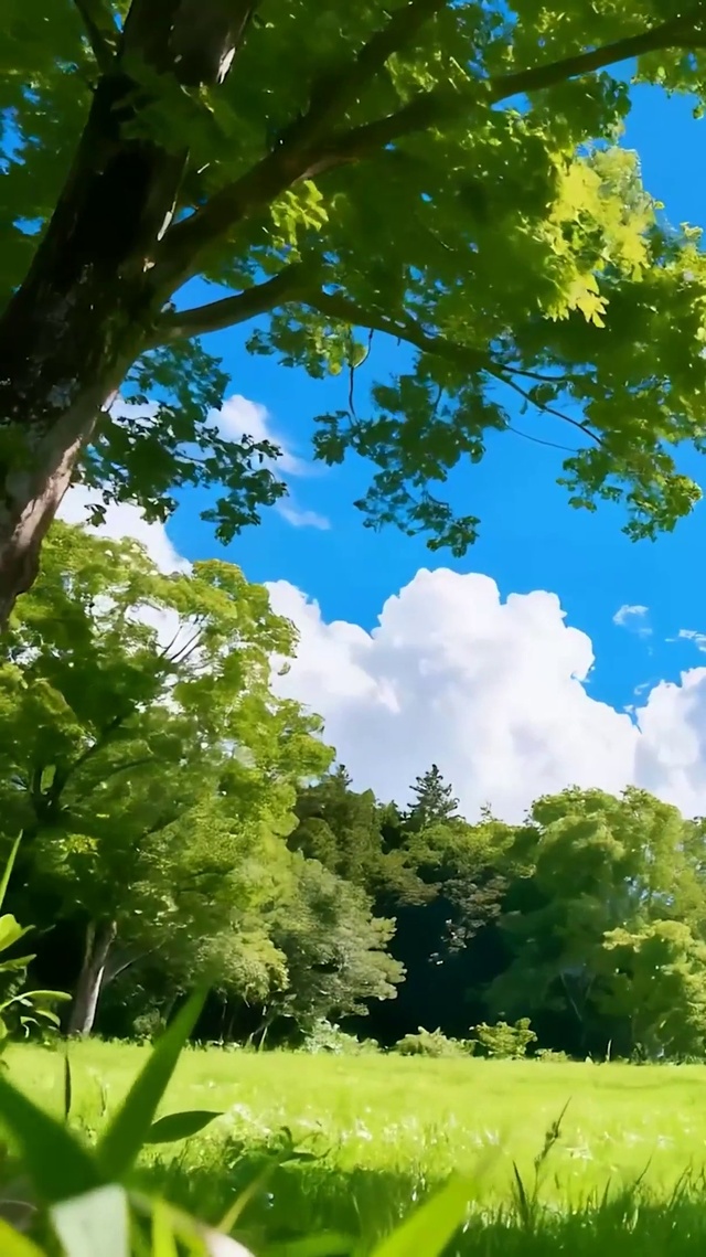 护眼白云花草树