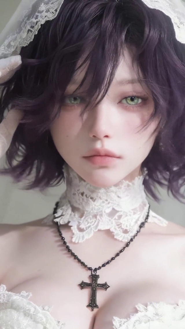 紫发婚纱二次元美少女