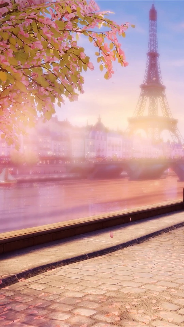 风和日丽·治愈铁塔落樱花