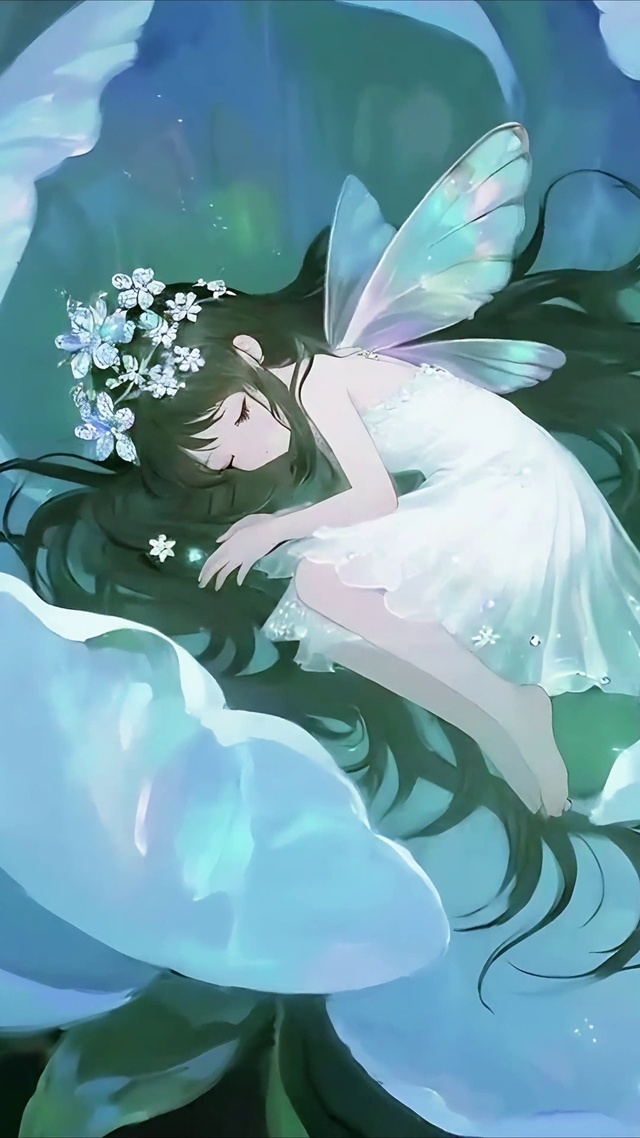 花中休眠的精灵少女