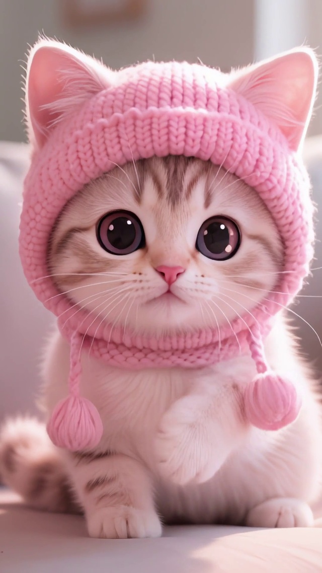粉帽萌猫