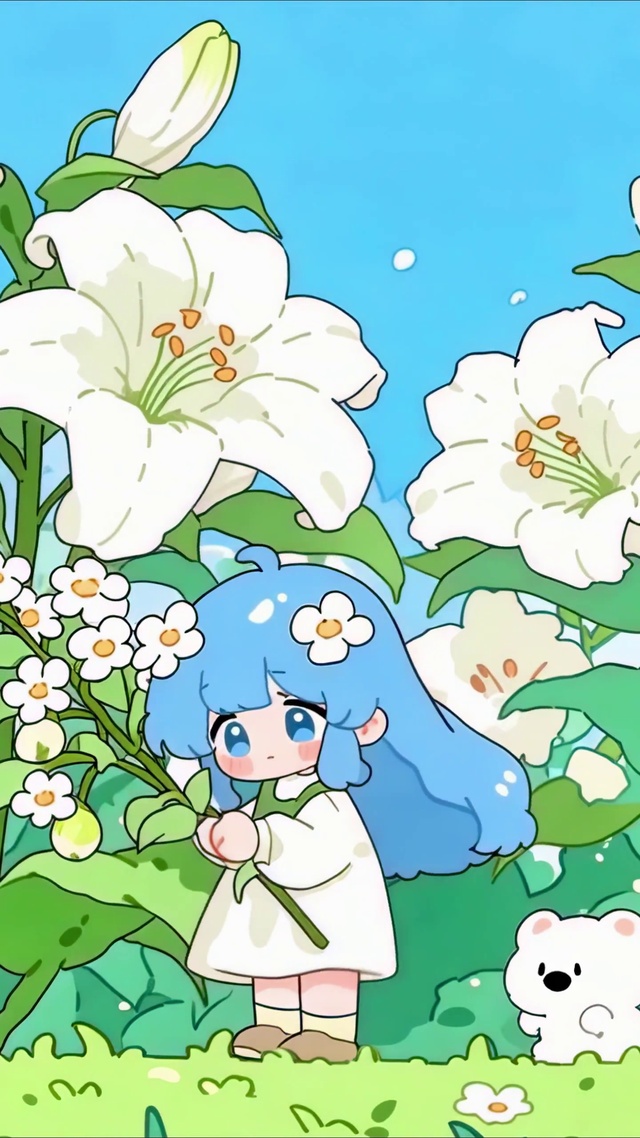 小熊相伴的晴天花海