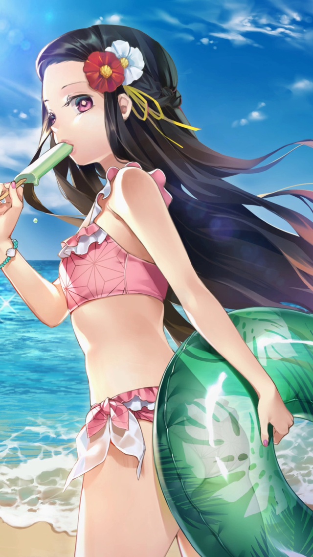 夏日海边泳装少女4k