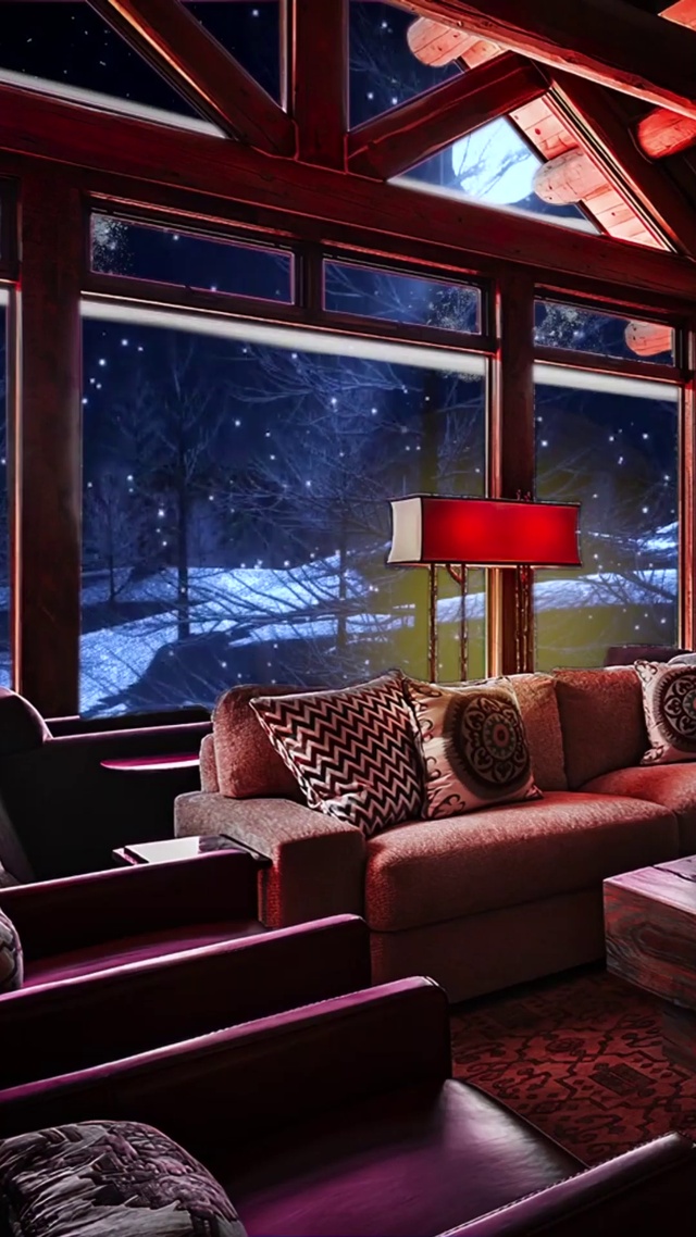 窗外暴雪舒适的房间