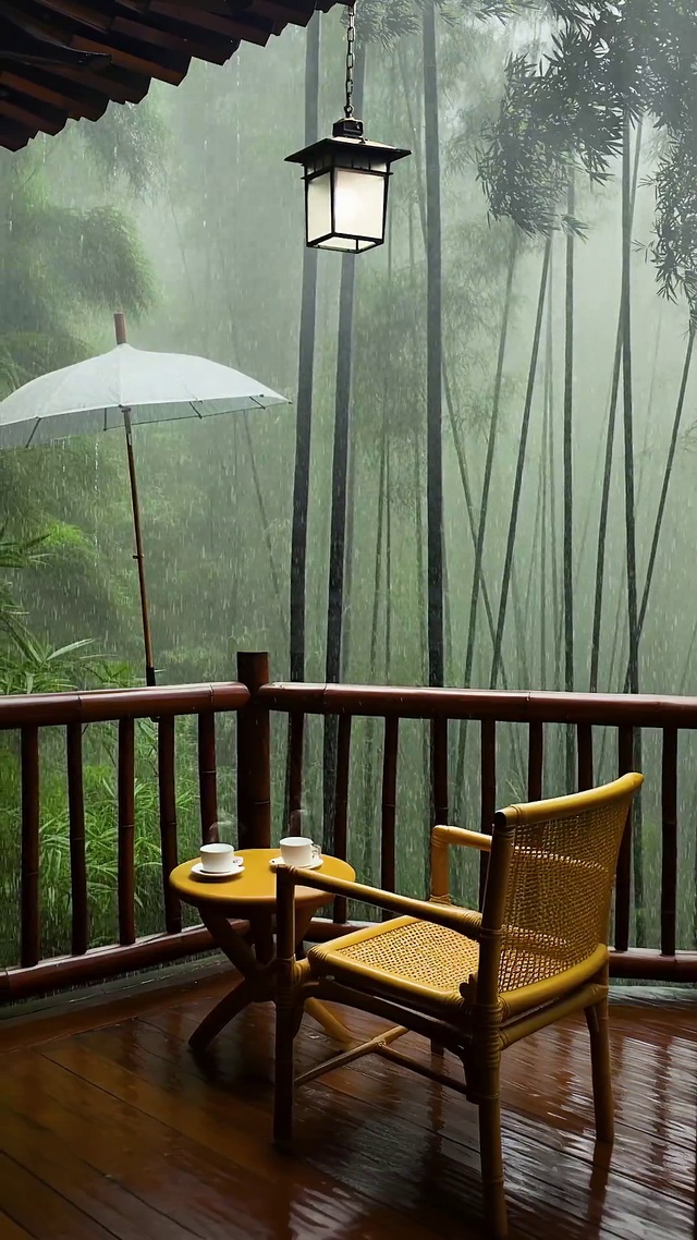 唯美竹林雨景