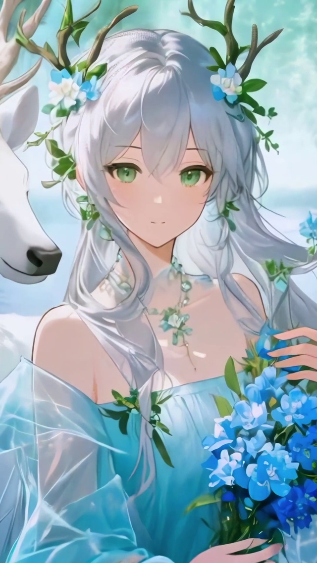 林间鹿与少女