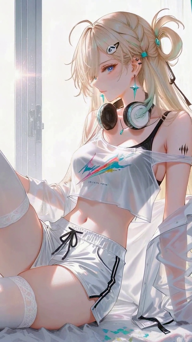 卧室窗边休闲美少女琳奈