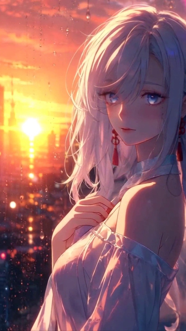夕阳下的女孩