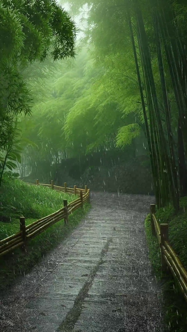 4K高清 故乡的竹林道