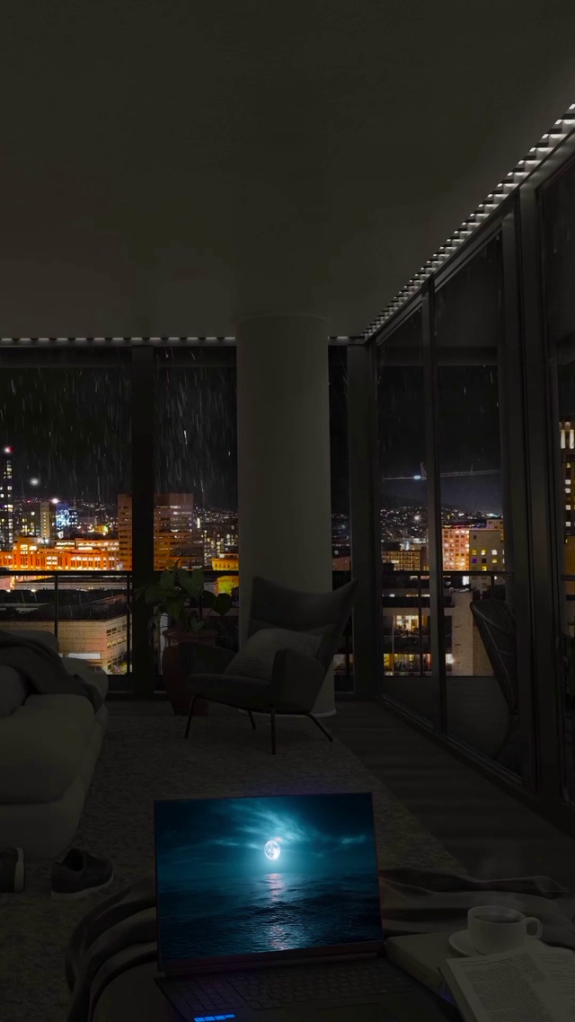 雨天夜晚房间(风景手机动态壁纸) - 风景手机壁纸下载 - 元气壁纸