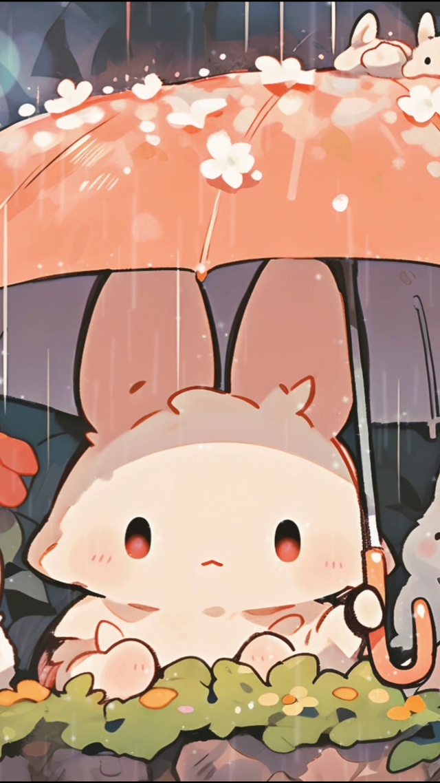 雨中撑伞小兔兔