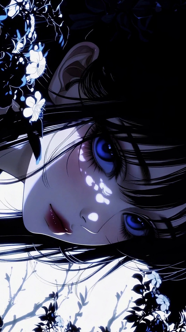 暗夜花影蓝瞳动漫美少女