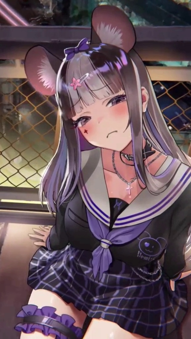 可爱萌萌兽耳娘小老鼠城市唯美夜景