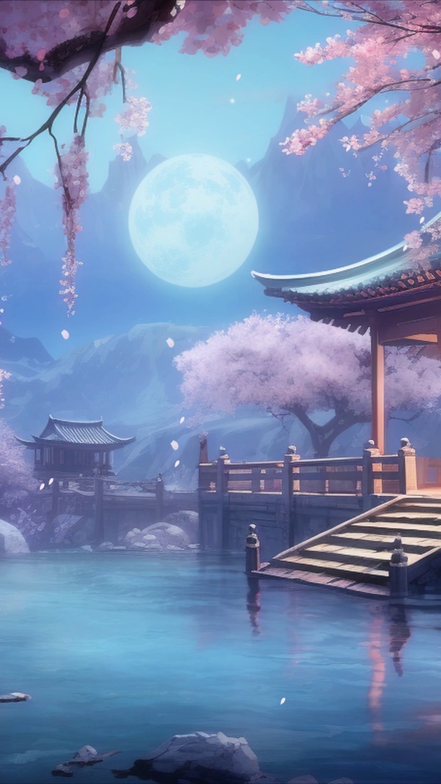 4K唯美花园夜色