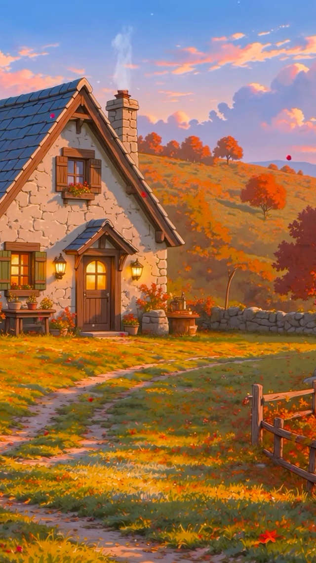 唯美深秋小屋