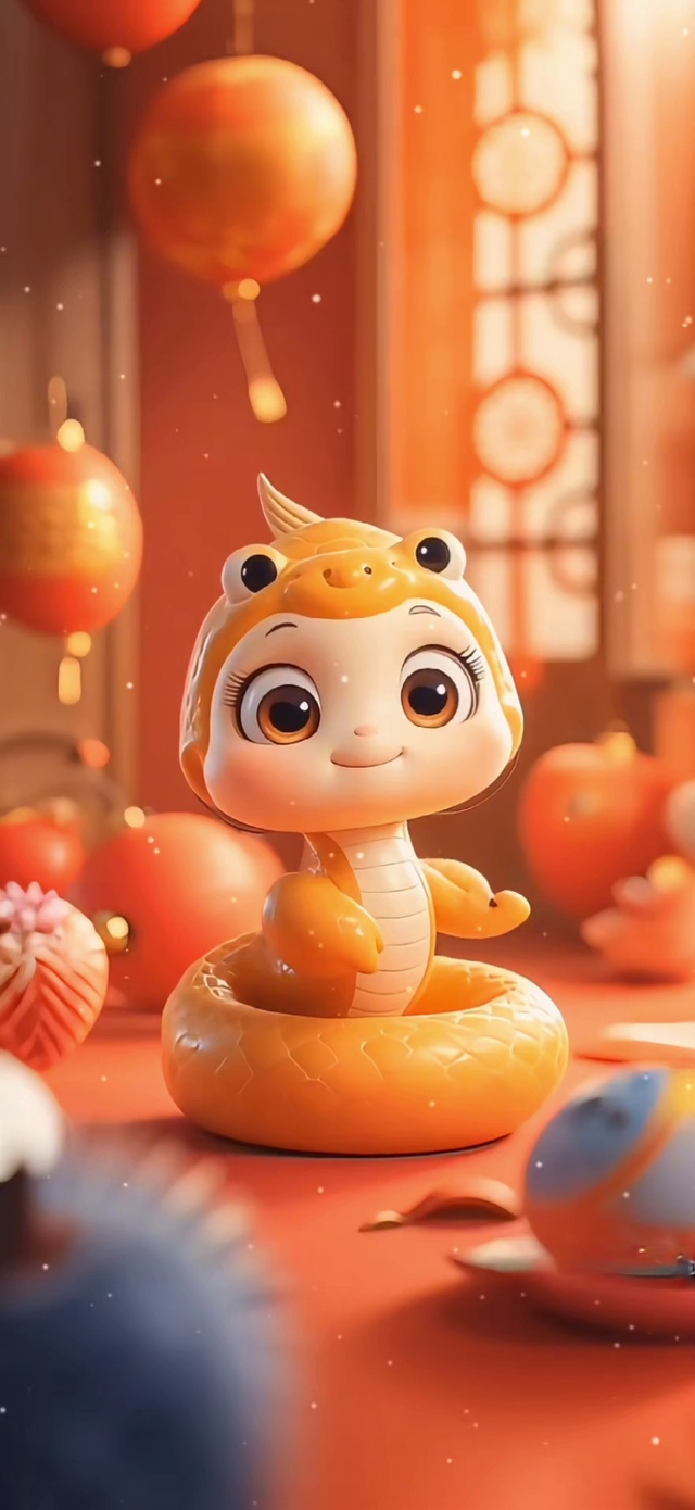 可爱喜庆小蛇祝福