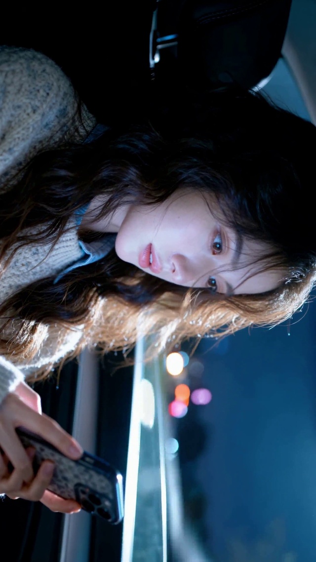 夜色车内氛围感美女