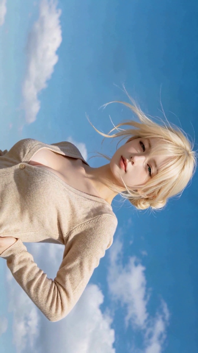 晴空下的金发清纯美少女
