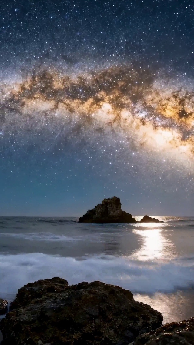 海边银河星空夜景