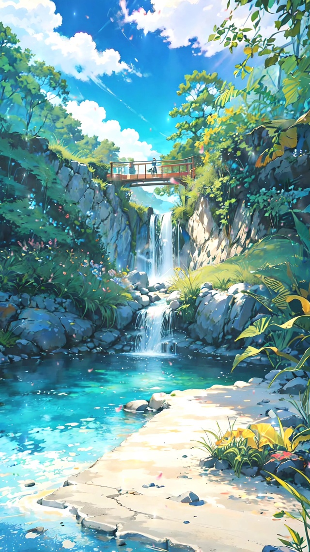 山中瀑布