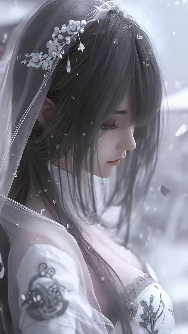 雪中古风少女侧颜