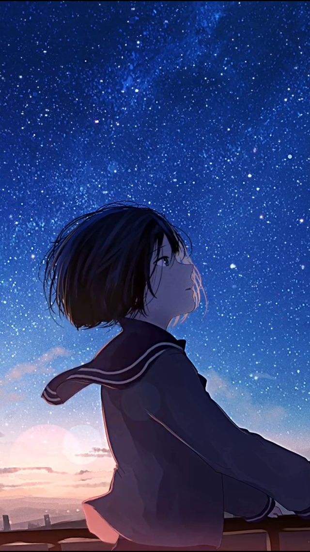 仰望星空的少女