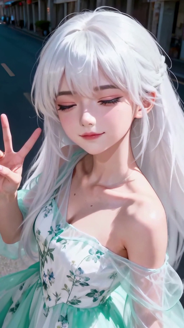 冬季女孩穿蓝色碎花裙游三亚一角