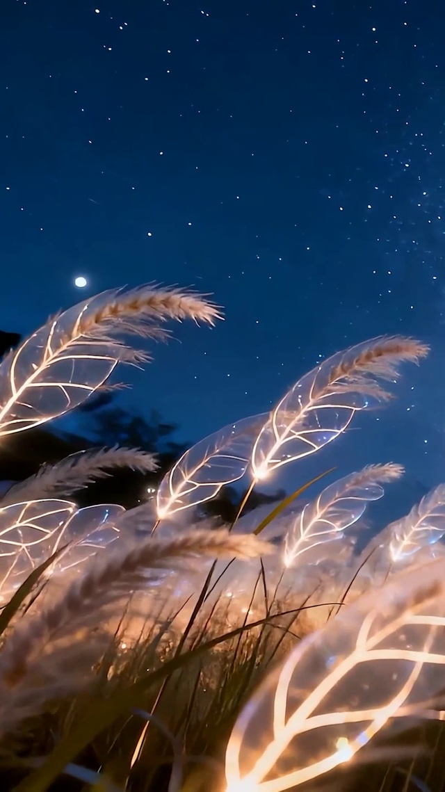 星空夜景树木