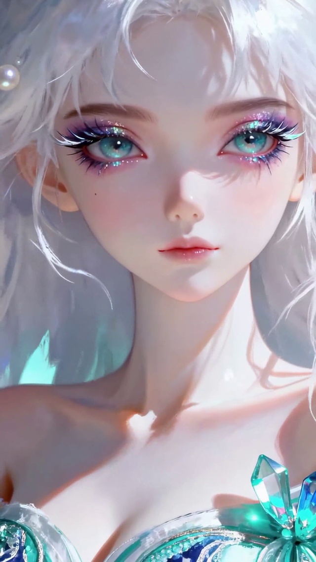 霜华雪丝纯欲琉璃古风白发少女