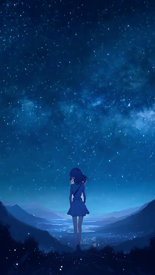 星空下的美少女