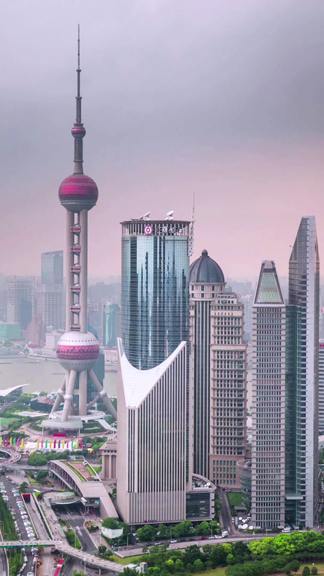 4K 高清 上海市中心建筑屋顶(风景手机动态壁纸) - 风景手机壁纸下载 - 元气壁纸