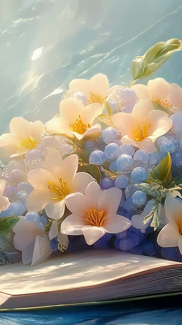 护眼小清新花草带鱼屏