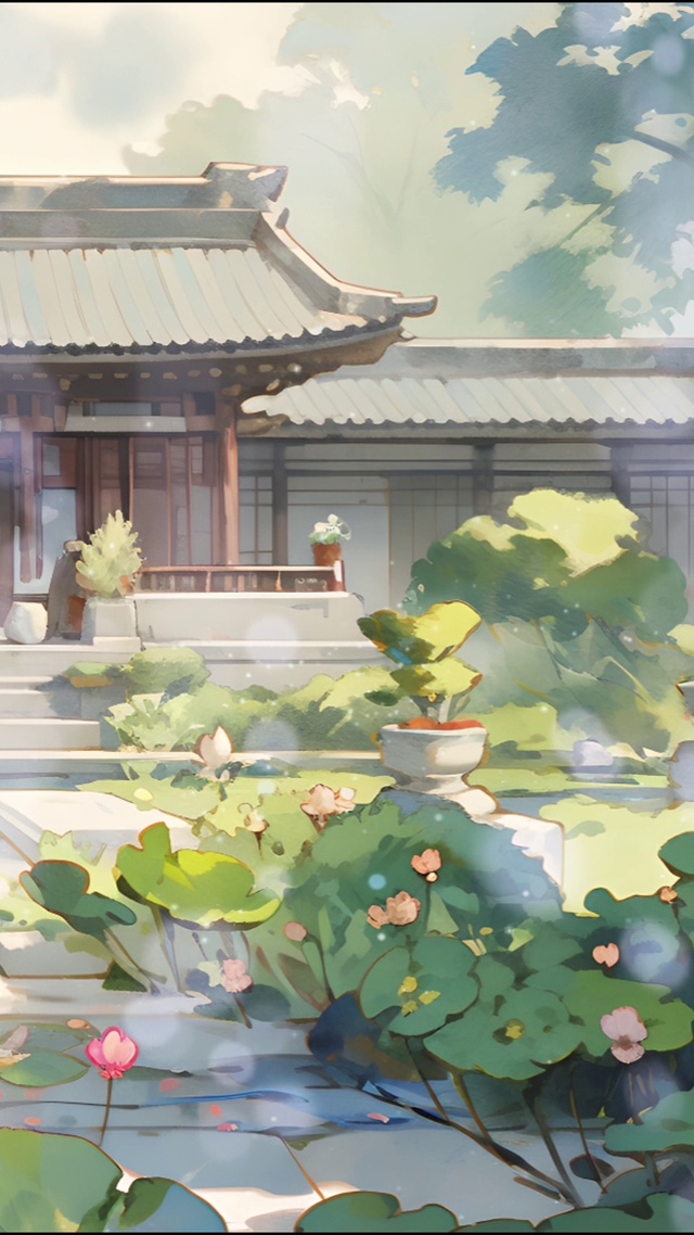 荷花庭院