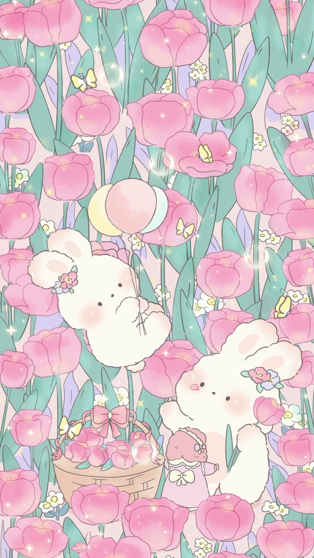 可爱粉色春天小兔子