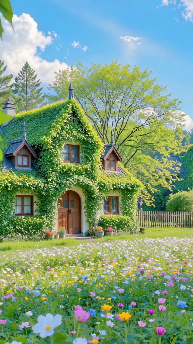 开满野花的森林小屋