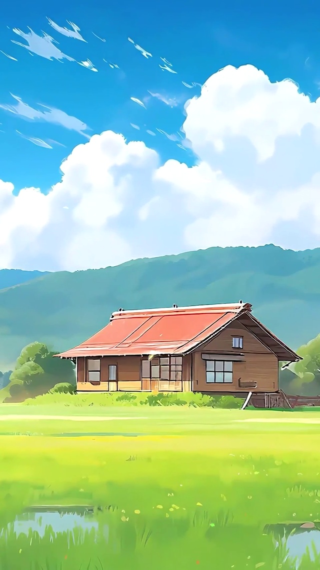 护眼蓝天白云树木河流