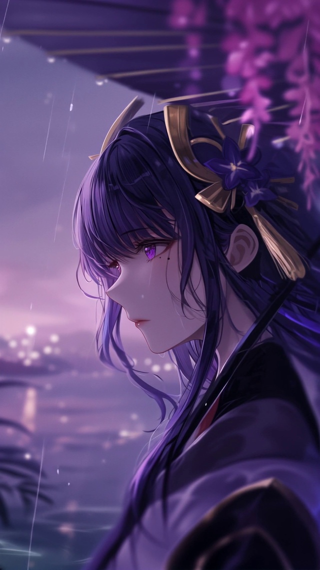 原神雷电将军伤感下雨