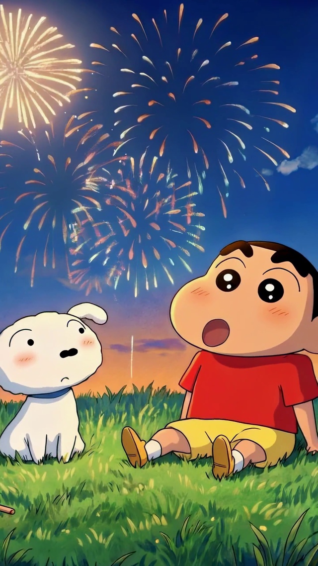 蜡笔小新夏夜赏烟花