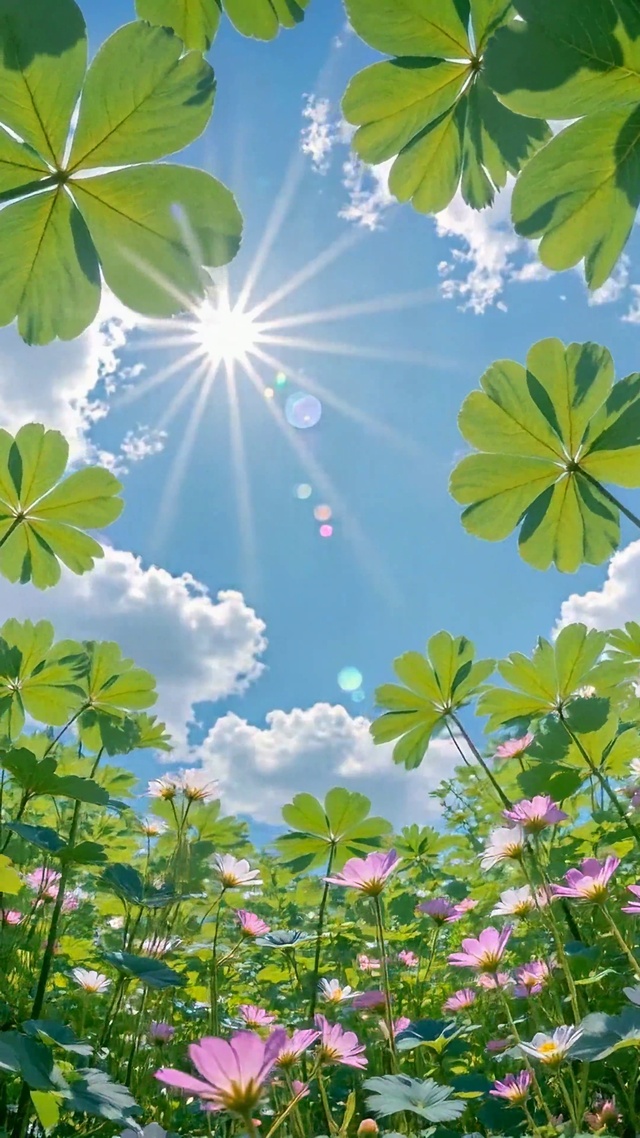 晴空下的清新治愈花海