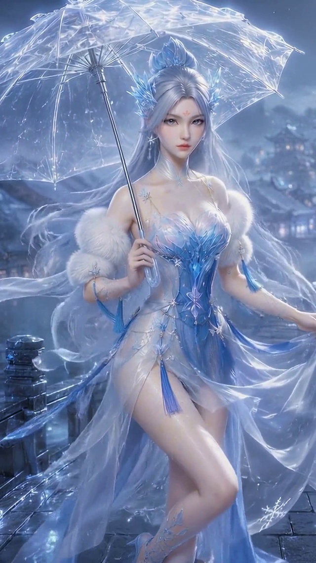 古风美女月夜水乡