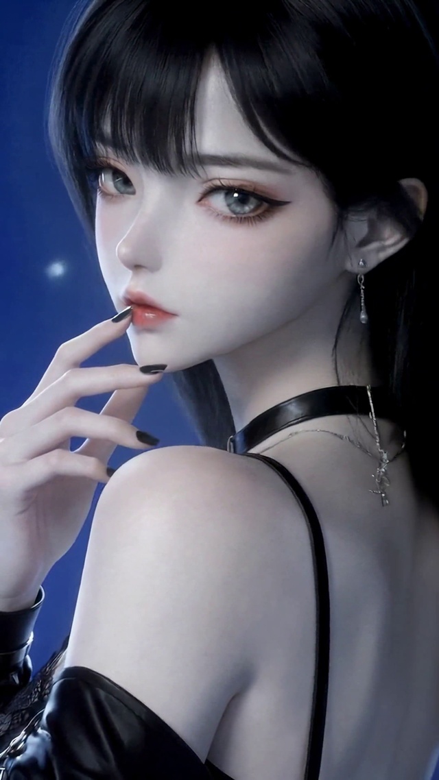 暗黑蓝调二次元冷艳美少女