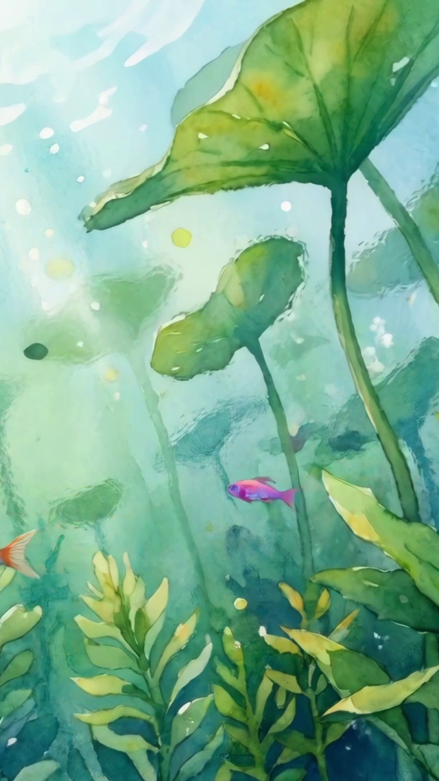 小鱼水草图