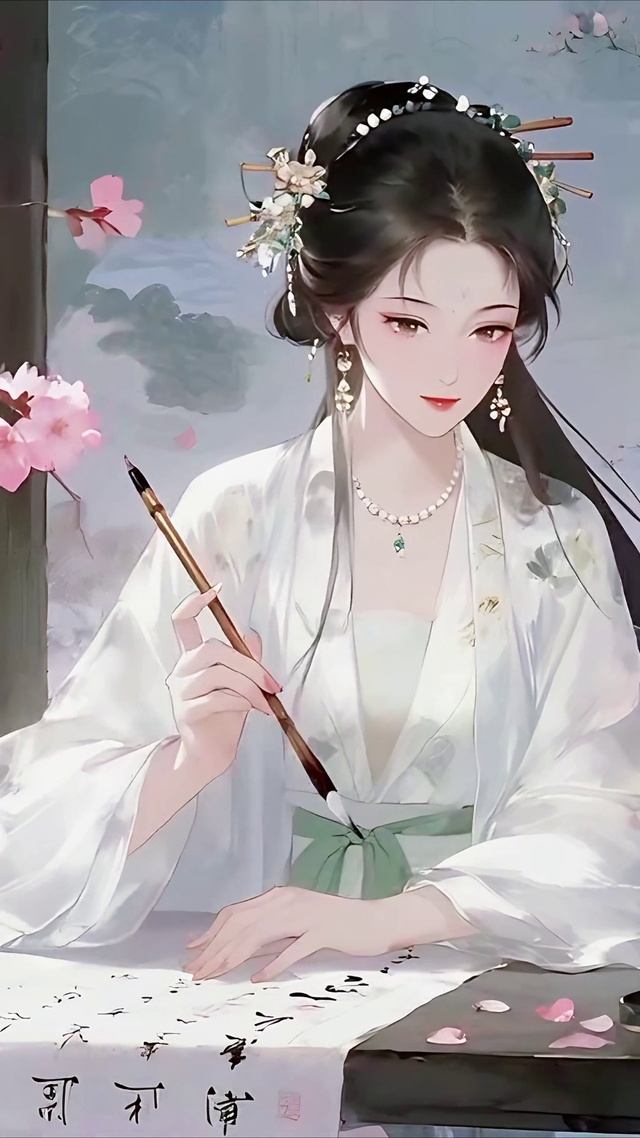 古风美女-素袖染墨