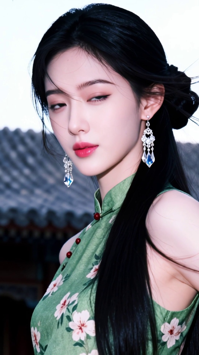 绿衣古风少女