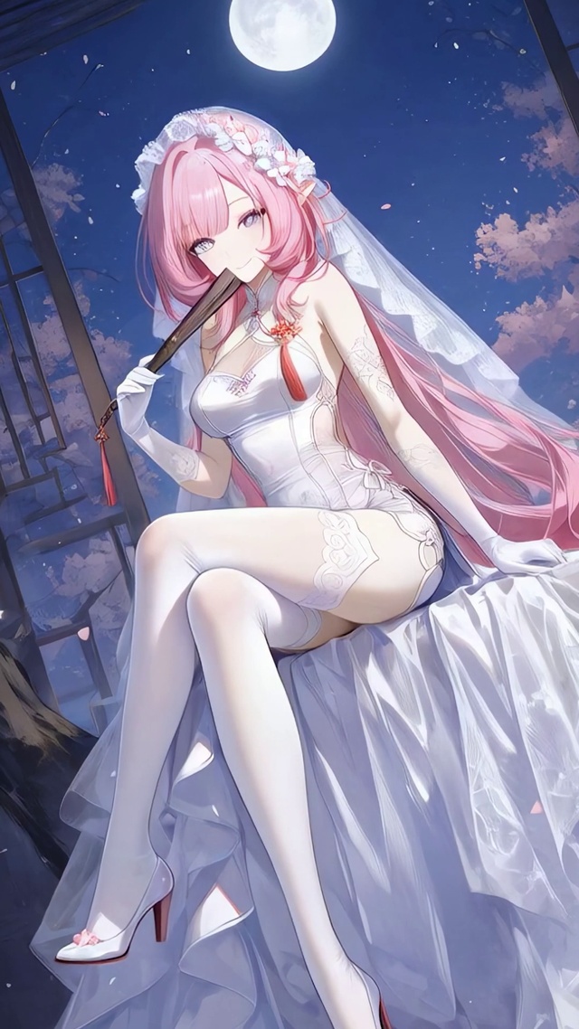 阁楼白丝婚纱少女